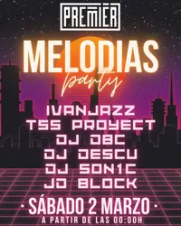 Flyer de Melodías Party